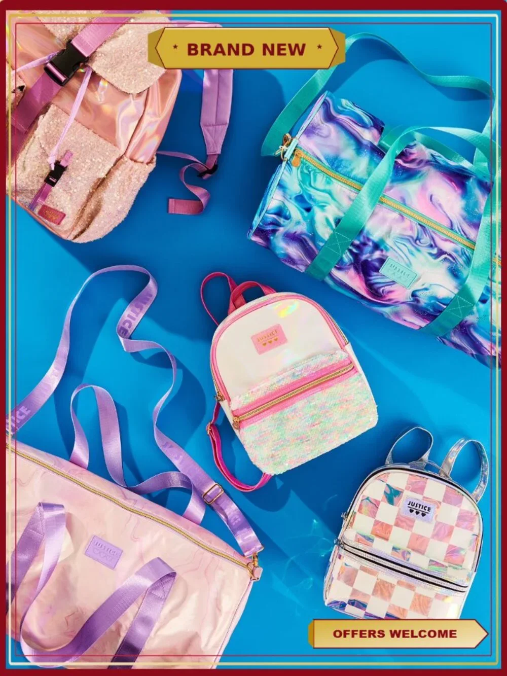 Sequin Mini Backpack for Girls Adjustable Straps